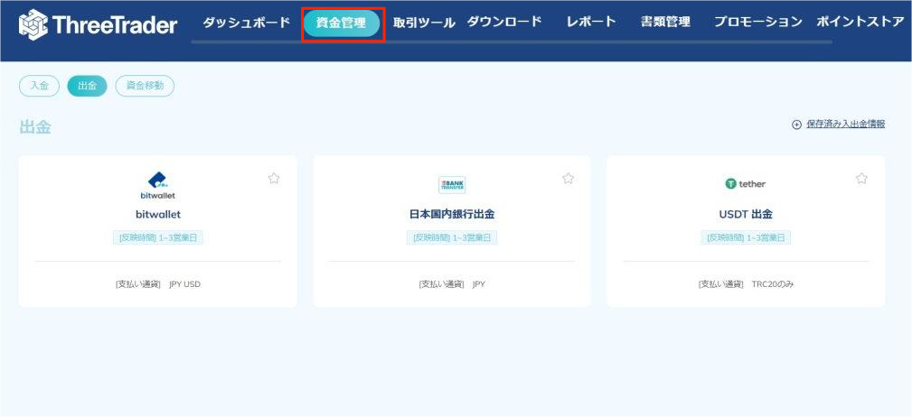 ThreeTraderの出金準備