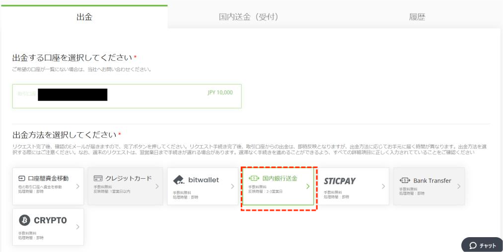 TitanFXで国内銀行送金による出金のステップ1