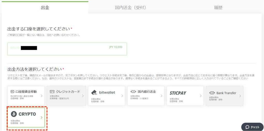 TitanFXで仮想通貨による出金のステップ1